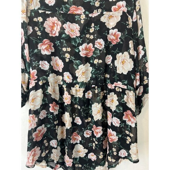 Torrid Women Plus Sz 3X Floral Tunic Blouse Flowy 100% Polyester - Picture 4 of 5